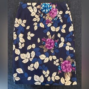 LOFT Floral Print Navy Skirt